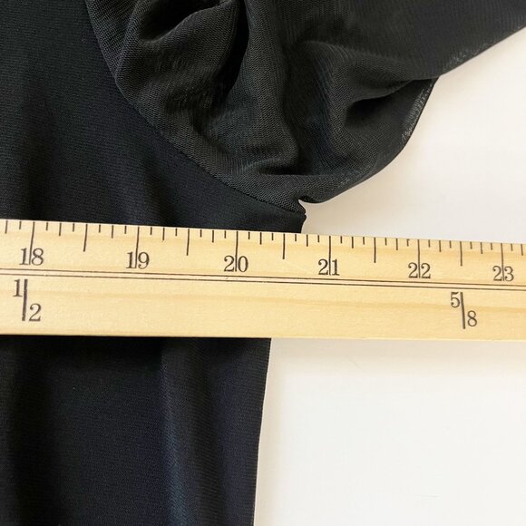 NEW Anne Klein Black High Neck Blouse Mesh Sleeves Business - Size Large - Picture 7 of 8